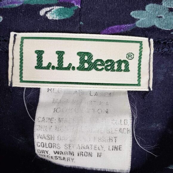 LL Bean Maxi Dress Modest Womens Size Large Floral Black Cotton Farmhouse - Picture 6 of 9